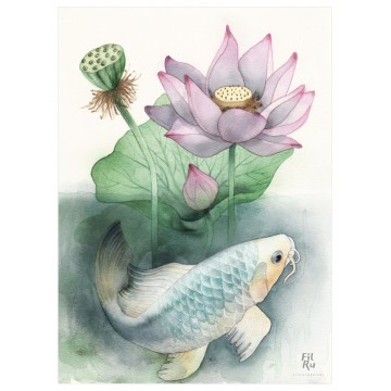 Carpa | illustrazione ad acquarello 