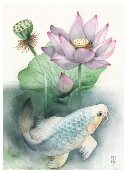 Carpa | illustrazione ad acquarello 